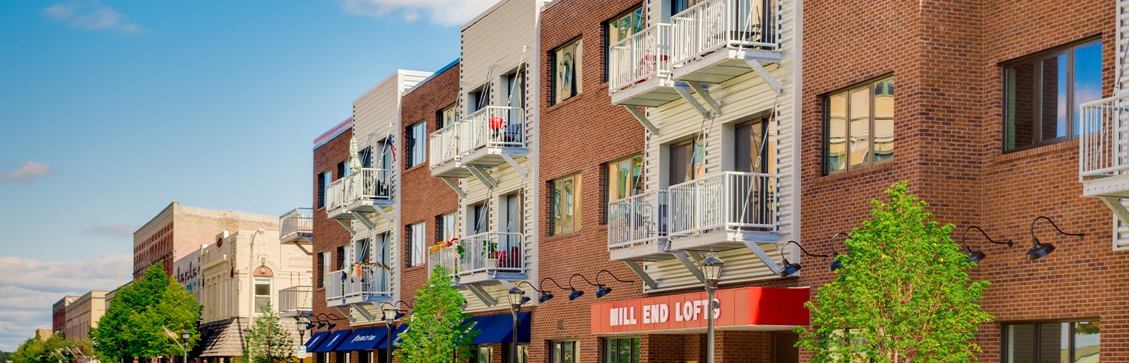 Exterior design of Mill End Lofts in Bay City, Michigan.