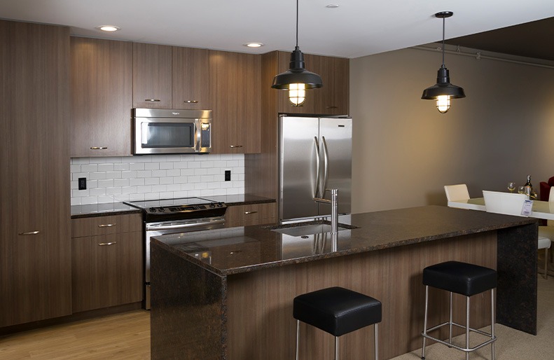 Interior features of Mill End Lofts in Bay City, Michigan.