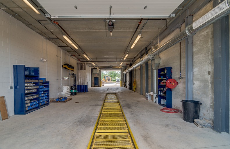 A wash bay at Fisher Companies headquarters in Midland, Michigan.