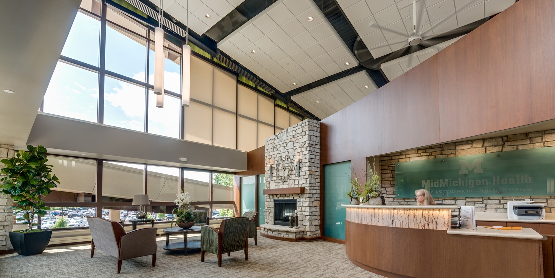 The entrance lobby at MyMichigan Health's Gerstacker Building.