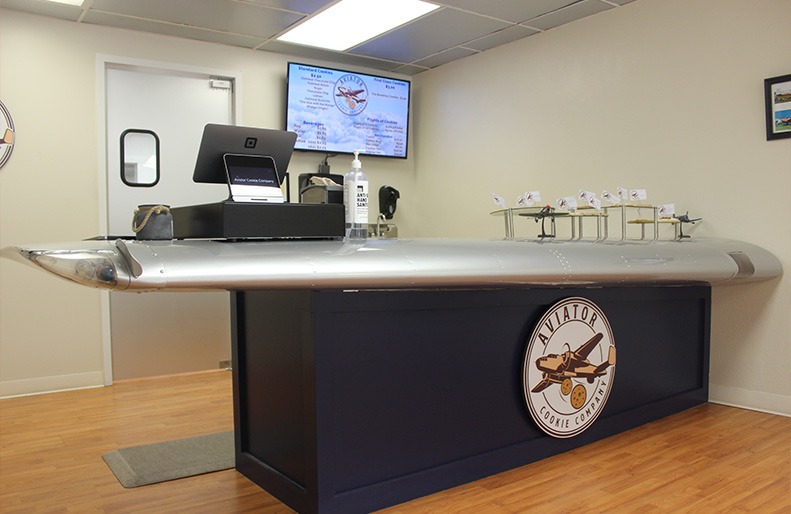 Aviator Cookie's custom retail counter at its Downtown Midland location