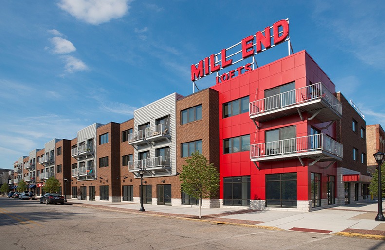 Photo of Mill End Lofts in downtown Bay City, Michigan.