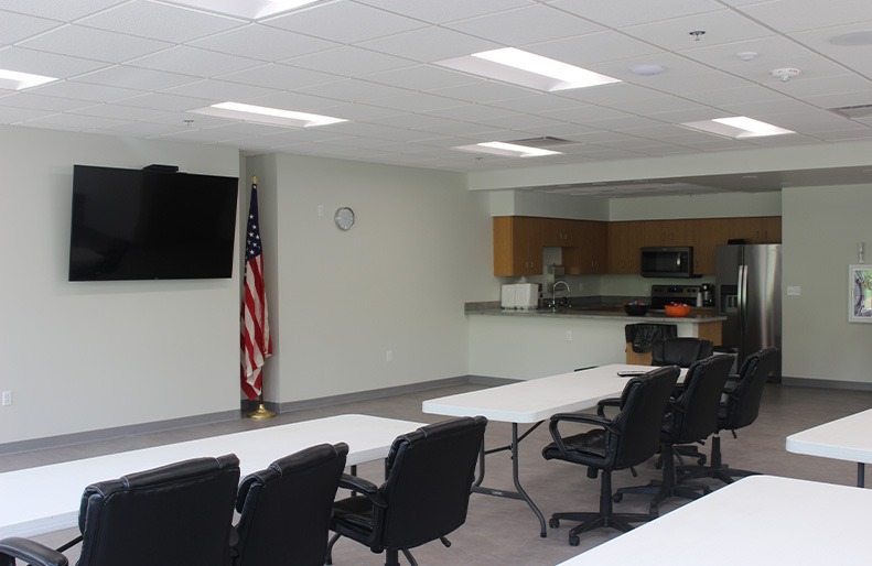 A meeting space inside the Jerome Township Fire Department.