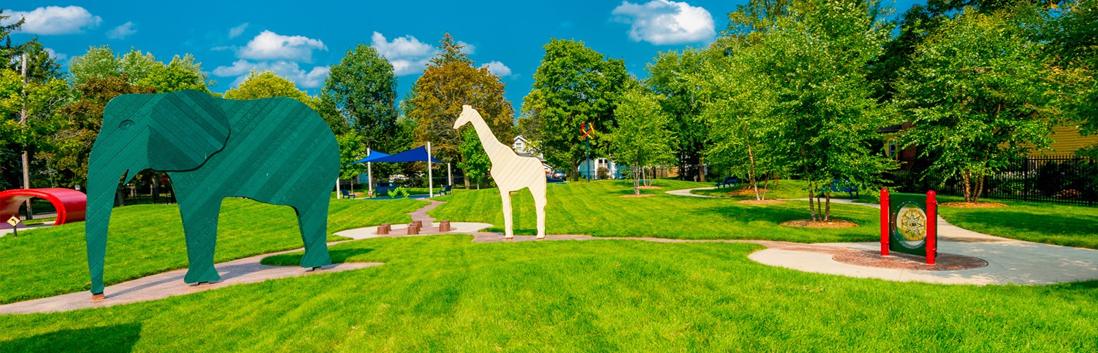 Animal statues in Thrune Park in Midland, Michigan.